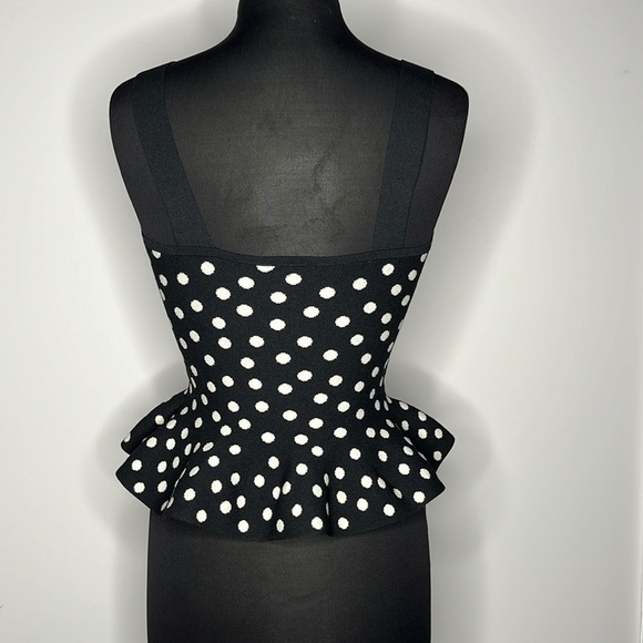 EXPRESS Women’s Black White Polka Dot Peplum Top Size S - Picture 6 of 8